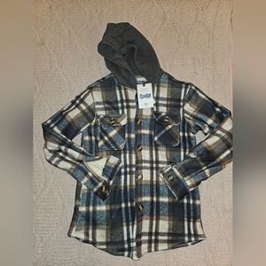 Brooklyn‎ Cloth Gray and Brown Hooded Flannel NWT